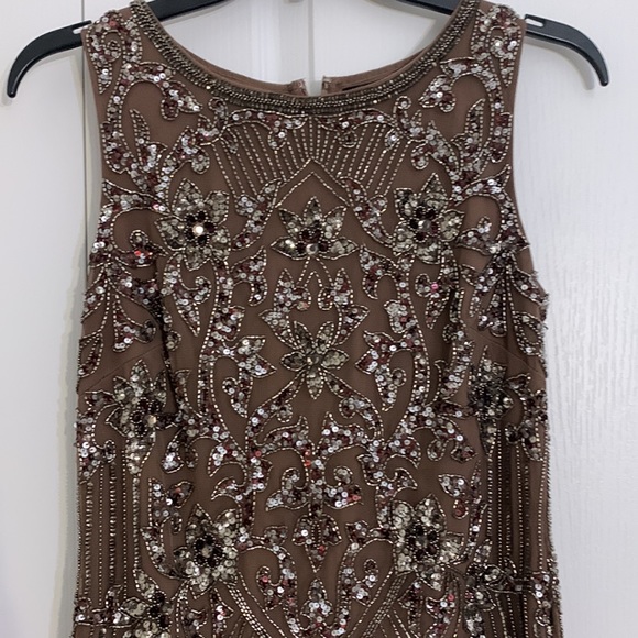 MIDI beaded brown formal dress - Picture 2 of 4